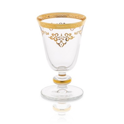 Classic Touch Short Stem Glasses with Gold Design, Set of 6