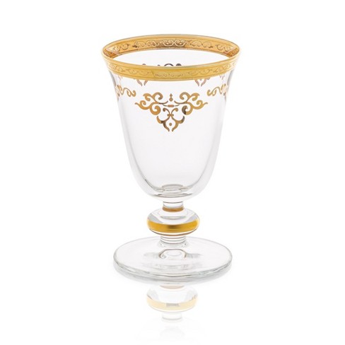 Set of 6 Short Stem Glasses with Cut Crystal Design – Classic Touch Decor