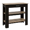Okak Modern Kitchen Island with 2 Open Storage Shelves, Countertop Organizer with Drawer and Towel Hanger, Kitchen Island Table for Dining Room, Black - 3 of 4