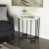 Contemporary Metal and Marble Geometric Accent Table White - Olivia & May: Elegant Iron Top, No Assembly Required - 2 of 4