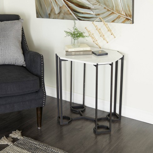 White geometric deals side table