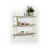 Neelix Floating Wall Decor Wall Mounted Rustic Decorative Hanging 3 Tier Metal Bracket Shelf for Books and Collectibles, Oak/Yellow - 2 of 4