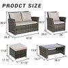 6-Piece Outdoor Patio Rattan Conversation Sofa Set with Tempered Glass Coffee Table - 3 of 4