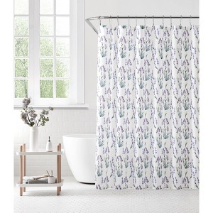Saro Lifestyle Long Shower Curtain With Lavender Design - 1 of 3