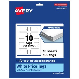 Avery Rounded Price Tags, 1-1/2" x 3", Matte White, 100 Total - 1 of 4