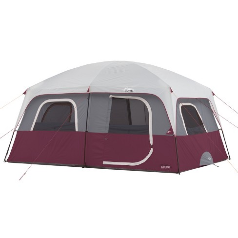 Core Straight Wall 14 X 10 Foot 10 Person Cabin Tent With 2 Rooms Rainfly Red Target