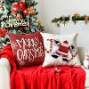 Merry Christmas Snowman Santa Claus Candy Cane Snowflake Throw Pillow Cover, 18 x 18 Inch - 2 of 3