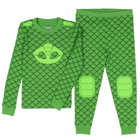 PJ Masks Toddler Girls' Boys' Gekko Character Costume Sleep Pajama Set (4T)  Green