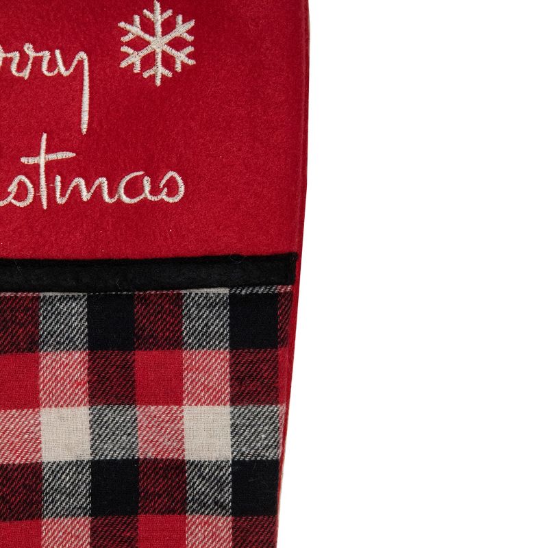 Northlight 20.5-Inch Red, Black, and White Plaid Christmas Stocking with Fleece Cuff, 2 of 3