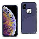 Reiko Apple iPhone XS Max TPU Leather Feel Case Leather Fit Flexible Slim Premium Case in Blue