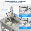 Commercial Stainless Steel Utility Sink Freestanding Single Bowl with Pull-Down Hot & Cold Faucet, Built-In Washboard, Indoor & Outdoor Use - 3 of 4