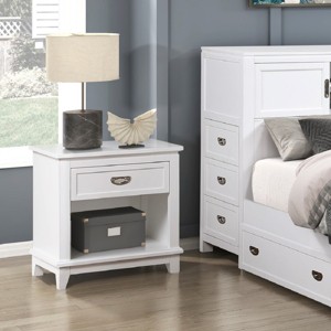 Spassway 16"W*26"H Wood Nightstand with Drawer and Open Shelf Modern End Table with Storage Bedside Table for Bedroom Living Room Sofa Couch - 1 of 4