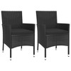 vidaXL 3 Piece Patio Bistro Set with Cushions Black Poly Rattan - 3 of 4