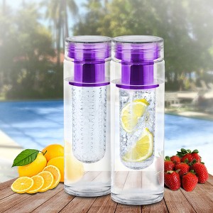 24oz Flavorful Fruit-Infuser Water Bottles, 2-Pack, Purple - 1 of 3