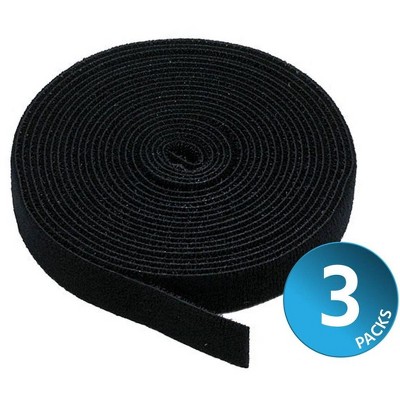 Monoprice 3-Pack Hook and Loop Fastening Tape 5 yard/roll, 0.75in, Black