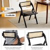 VINGLI Folding Dining Chairs, Wooden Chair with Rattan Backrest Leather Cushion, Armless for Kitchen, - 4 of 4