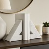 Decorative Marble Triangle Bookends - Stylish Book Accessories for Home Library, Bookshelf, Office Spaces, or Desk Decoration - Set of 2, 6", White - 2 of 4