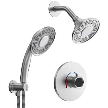 5" Shower Kit with Three Color LED Handheld Spray Nickel - EVERSTEIN