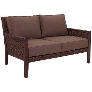 Courtyard Casual Buena Vista II Loveseat Stained Eucalyptus Wood KD  Sunbrella Fabric - 1 of 4
