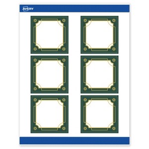 Avery Labels, 3" x 3", Gold-Green Border, Matte, 60ct - 1 of 4