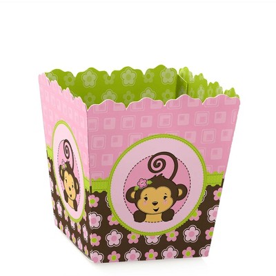 Big Dot of Happiness Pink Monkey Girl - Party Mini Favor Boxes - Baby Shower or Birthday Party Treat Candy Boxes - Set of 12