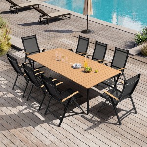 Crestlive Products 2pc Aluminum Patio Outdoor Foldable Dining Chairs with All Weather Textilene and Teak Handrails - 1 of 4