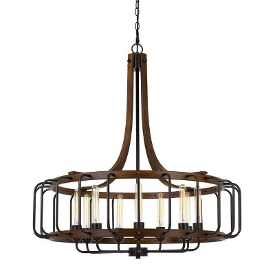 28.5" x 28.5" x 39.25" Metal/Pine Wood Dali Chandelier Light Oak - Cal Lighting