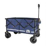 Maxwell Outdoors Nature's Journey Collapsible Folding Outdoor Utility Cart Camping Wagon with Large Storage Volume & More Silence Wheels, Black/Blue