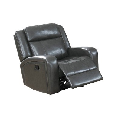 Upholstered Power Recliner with USB Port and Pillow Backrest Black - Benzara