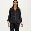 Anna-Kaci Lounge Women's 2-Piece Set Satin Button Front Pajama Top with Lace Trim Sleeves and Matching Elastic Waist Pants - 2 of 4