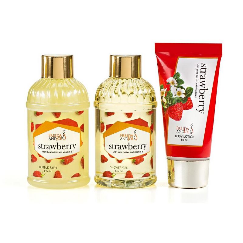 Freida & Joe Strawberry Holiday Gift Set Gold Hexagon Box Luxury Body Care Mothers Day Gifts for Mom, 2 of 7