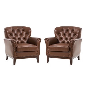 Dermot traditional genuine leather chair Set of 2| HULALA HOME - 1 of 4