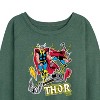 Women's - Marvel - Thor Stickers Style Lightweight French Terry Wide Neck Long Sleeve Shirt - 2 of 4