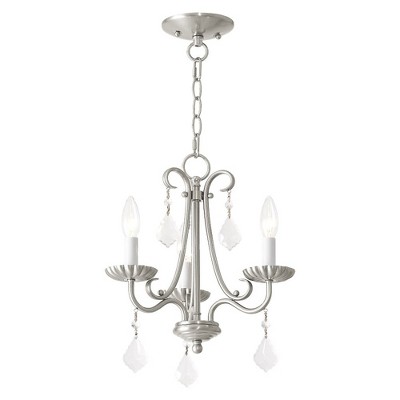 Elegant Brushed Nickel Mini Chandelier with Crystal Accents
