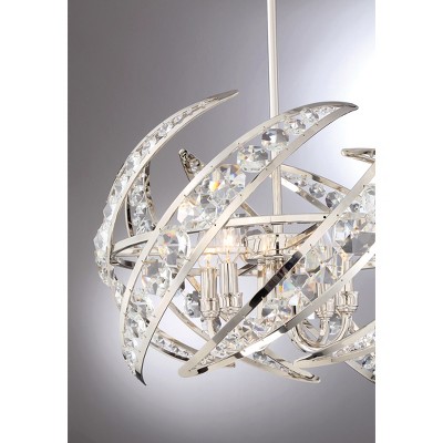 Crescent Polished Nickel Crystal 4-Light Pendant
