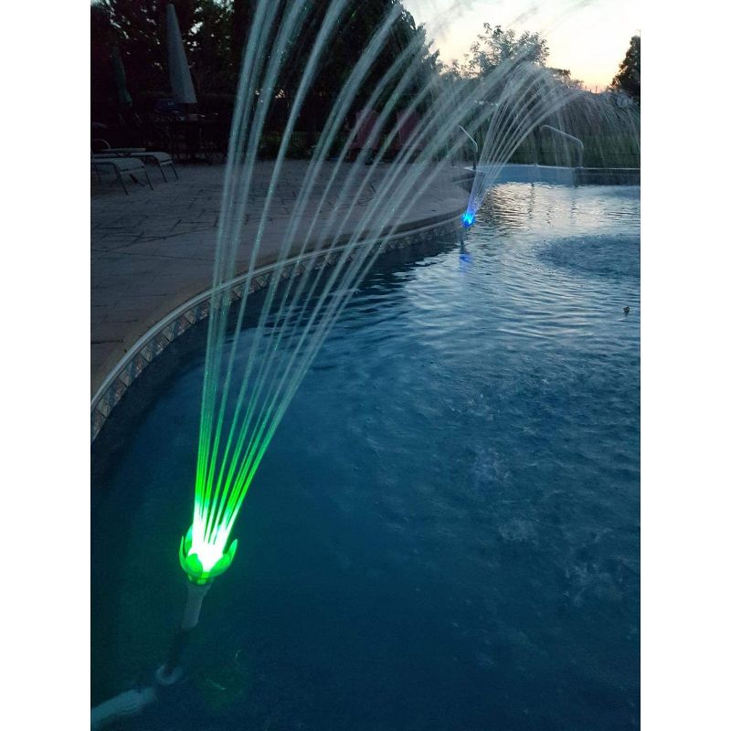 Magic Pool Fountain Water Powered Swimming Pool Fountain w/ Multicolor LED Bulb and Comfy Floats Memory Foam Sun Disc Pool Float, Watermelon, 5 of 7