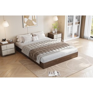Minimalist Wood Platform Bed Frame Twin Size - No Box Spring Needed, Low Profile Full Floor Contact, Sturdy Slats, No Headboard - 1 of 4