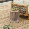 Outdoor Round Side Table, Patio Accent Table with Rattan Rope Frame and Acacia Wood Top for Balcony, Garden or Porch – Cuddlewood - 2 of 4