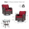 Dining chair set, three-piece patio rattan rocking chair set, iron and plastic frame, durable fabric cushions, with side table. - 3 of 4