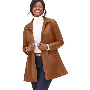 Jessica London A-Line Zip Front Leather Jacket - 1 of 4
