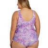 Sporti Sporti Plus Size Jungle Floral Conservative Printed Girl Leg One Piece Swimsuit Violet 24W - 4 of 4