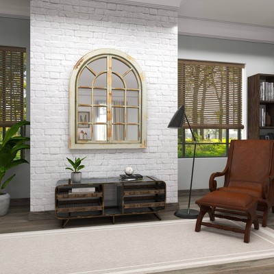 Gray and Brown Weathered Nautical Windowpane Wall Mirror