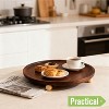 Garnen Kitchen Décor Wooden Tray Acacia Wood Tray for Coffee Table Bathroom Vanity Counter, Round Pedestal Stand Wood Riser Tray Candle Jewelry Holder - 2 of 4