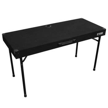 Odyssey CTBC2048 Foldable DJ Table with Adjustable Leg Height and Carrying Handle, Carpeted Table Surface, Black