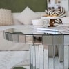 31.5" Round Mirror Pedestal Coffee Table with Fluted Glass Base,Silver Double-Tier Accent Table for Living Room–The Pop Home - 3 of 4