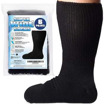Impresa Unisex Extra Width Socks for Lymphedema - Bariatric over the calf Black 6 pack