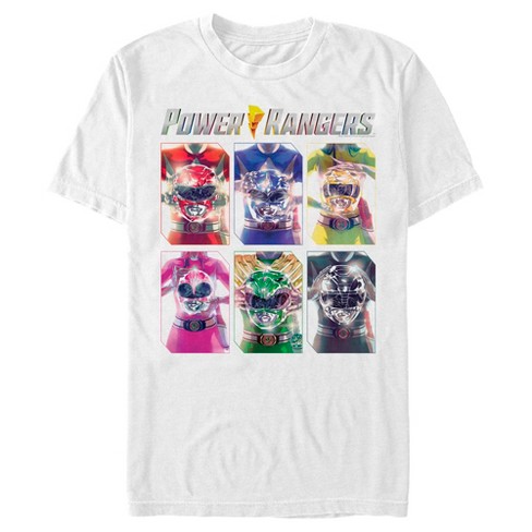 Men s Power Rangers Character Helmets T Shirt White 2X Large