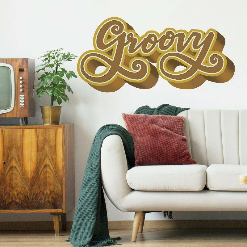Groovy Retro Peel and Stick Giant Wall Decal Mustard/Gold - RoomMates, 4 of 6