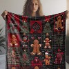 1pc Vintage Christmas Gingerbread Man and Cedar Tree Plaid Print Flannel Throw Blanket, Lightweight Warmth for Sofa, Bed, Office, Travel. - 3 of 4