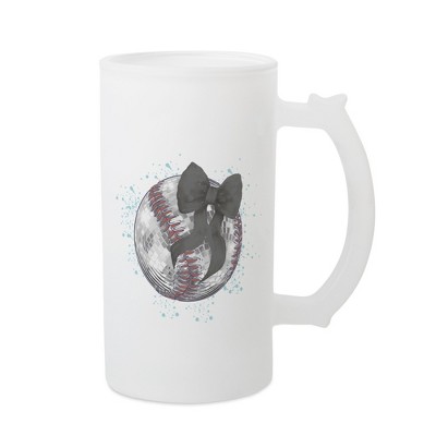 Elanze Designs Freezable Beer Stein Mug With Thumb Grip Handle, 16 Ounce Frosted Glass, Baseball Teal Paint Splatter
